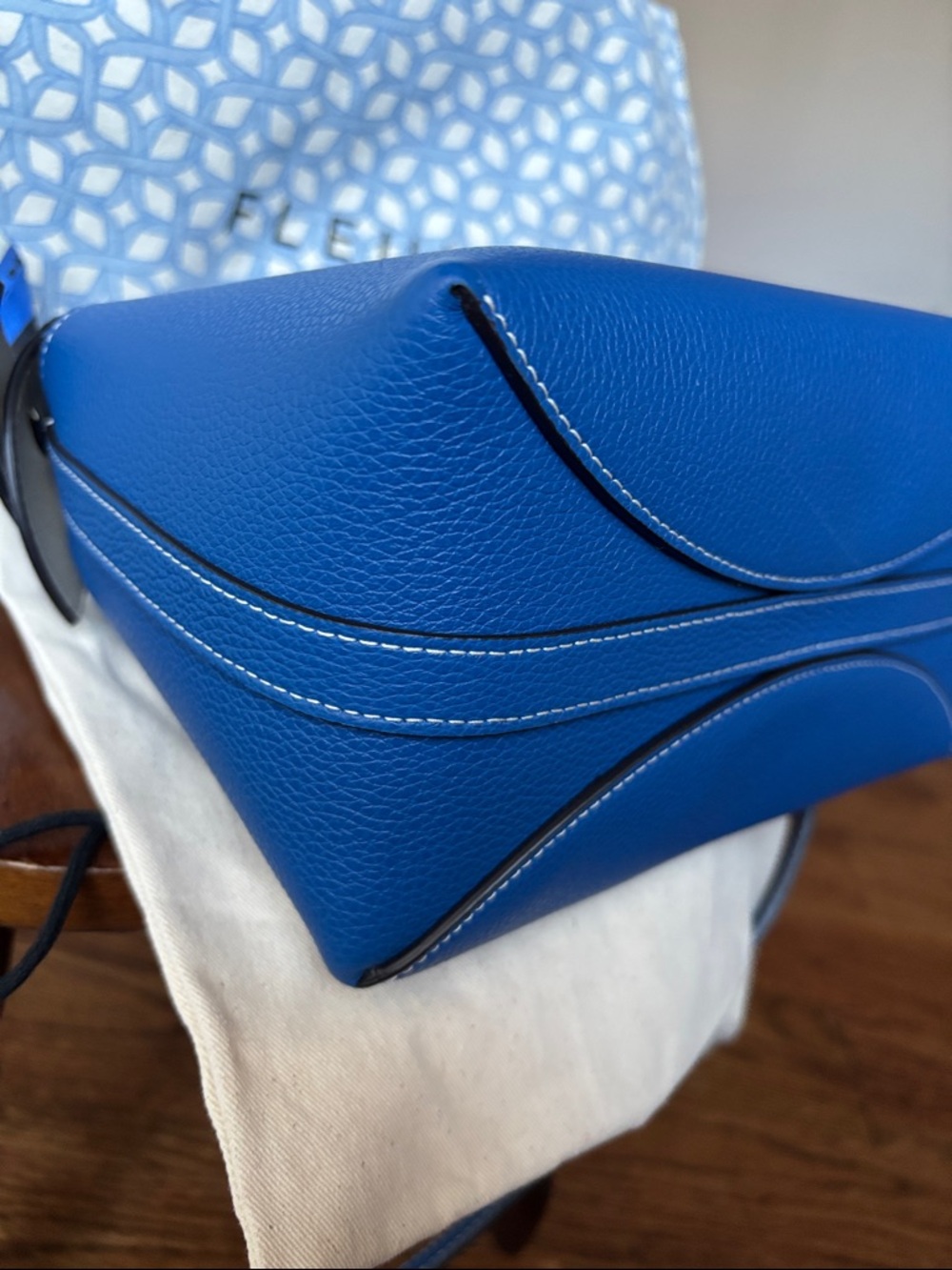 Medium Swann Top-Handle Shoulder Bag in Cobalt Blue - Picture 9 of 13